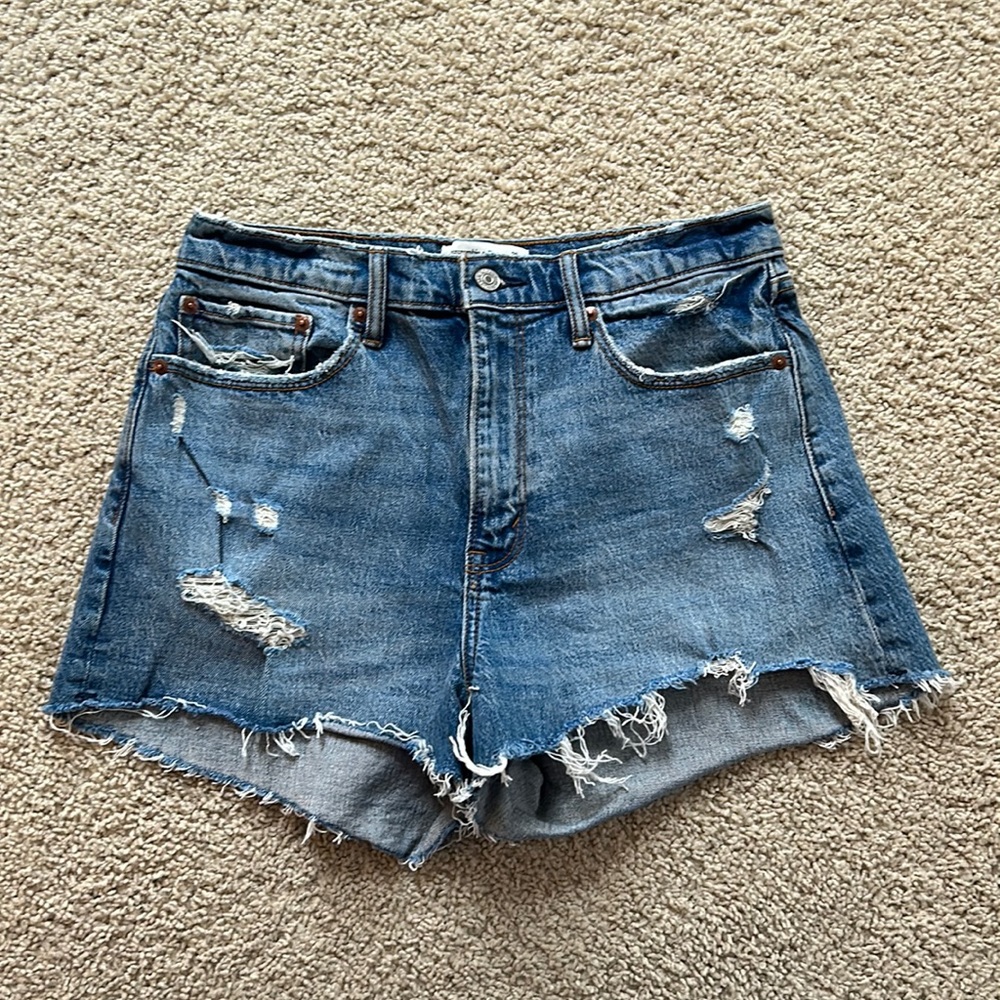Abercrombie Curve Love Distressed Denim Shorts